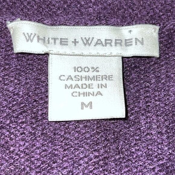 White + Warren Purple 100% Cashmere Cropped Open Cardigan Womens Sz M - Picture 8 of 9